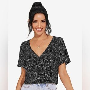 Bundle 2/$10 shein black polka dot top